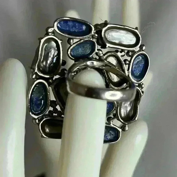 Funky Sterling silver pearl Ring - Picture 3 of 7